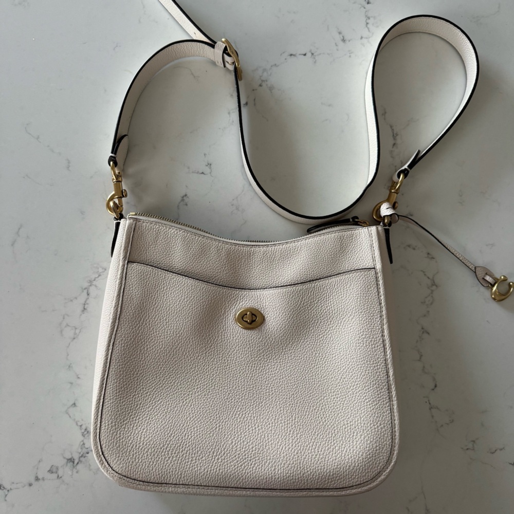 Coach Pebble Leather Chaise Crossbody in Chalk
